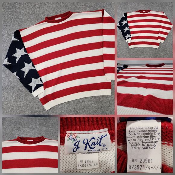 j knit Other - VTG J Knit Adult Mens Womens XL USA Flag Patriotic America Crewneck Sweater